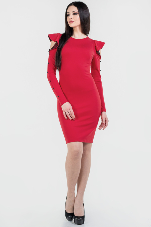 Коктейльное платье футляр красного цвета 2662.47|интернет-магазин vvlen.com