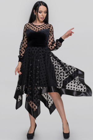 Коктейльное платье с расклешённой юбкой черного цвета 2875.10|интернет-магазин vvlen.com