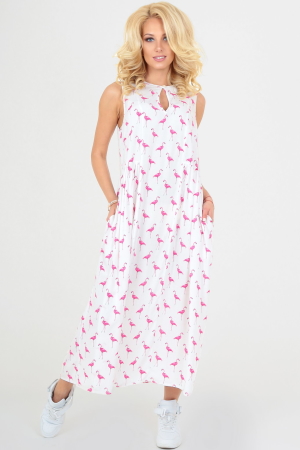 Летнее платье балахон белого цвета 2540.84|интернет-магазин vvlen.com