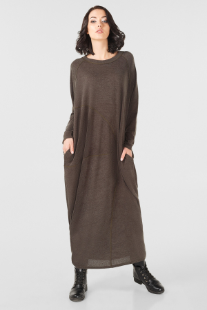 Платье оверсайз коричневого цвета it 227|интернет-магазин vvlen.com
