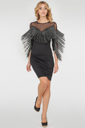 Коктейльное платье футляр черного цвета 2765.47|интернет-магазин vvlen.com