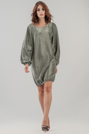 Коктейльное платье балахон серебристо-зеленого цвета 2632.98|интернет-магазин vvlen.com