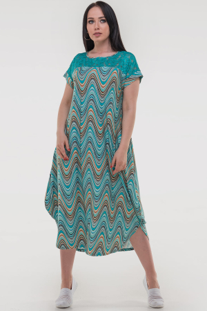 Летнее платье оверсайз бирюзового цвета 2481-3.17|интернет-магазин vvlen.com