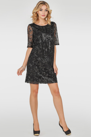Коктейльное платье футляр черного цвета 2525-3.10|интернет-магазин vvlen.com