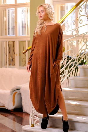 Платье оверсайз светло-коричневого цвета 2424.86|интернет-магазин vvlen.com
