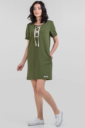 Летнее спортивное платье хаки цвета 2615-2.79|интернет-магазин vvlen.com