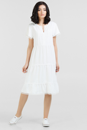 Летнее платье балахон молочного цвета 2689.102|интернет-магазин vvlen.com