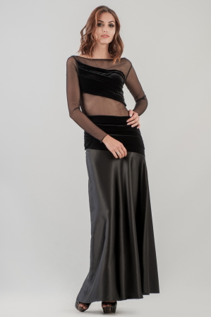 Вечернее платье с расклешённой юбкой черного цвета 998|интернет-магазин vvlen.com