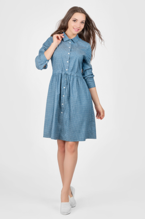 Повседневное платье рубашка голубого с белым цвета 2338.9 d39|интернет-магазин vvlen.com