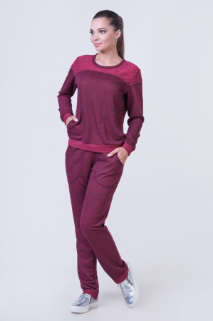Спортивный костюм бордового цвета 2378.87|интернет-магазин vvlen.com