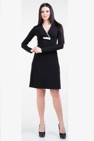 Повседневное платье футляр черного цвета 943.1|интернет-магазин vvlen.com