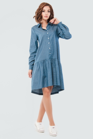 Повседневное платье рубашка голубого цвета 2616.9|интернет-магазин vvlen.com