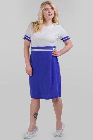 Летнее платье футляр электрика с белым цвета 1-311|интернет-магазин vvlen.com
