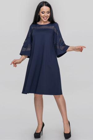 Платье трапеция синего цвета 2886.47 |интернет-магазин vvlen.com