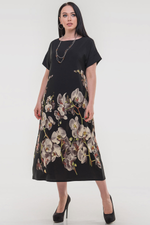 Летнее платье трапеция черного цвета 2834.32|интернет-магазин vvlen.com