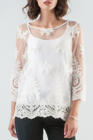 Блуза молочного цвета 2589.10|интернет-магазин vvlen.com