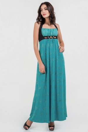 Вечернее платье с расклешённой юбкой бирюзового цвета 735.6|интернет-магазин vvlen.com