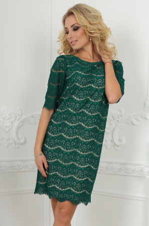 Коктейльное платье трапеция темно-зеленого цвета 2525.12|интернет-магазин vvlen.com