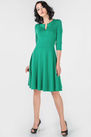 Повседневное платье с расклешённой юбкой зеленого цвета 2661.47|интернет-магазин vvlen.com