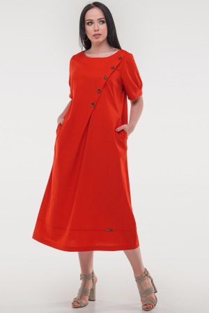 Летнее платье трапеция красного цвета 2829.81|интернет-магазин vvlen.com