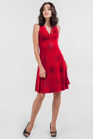 Коктейльное платье с расклешённой юбкой красного цвета 427.6|интернет-магазин vvlen.com