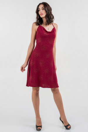 Коктейльное платье с расклешённой юбкой бордового цвета 1064.6|интернет-магазин vvlen.com