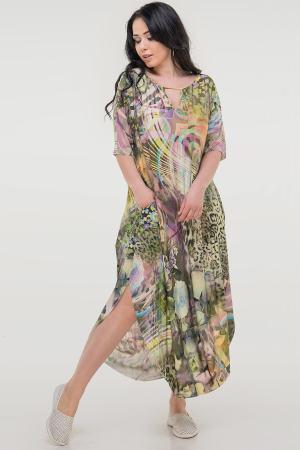 Летнее платье оверсайз зеленого тона цвета 2424-3.5|интернет-магазин vvlen.com