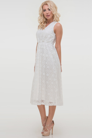 Летнее платье с пышной юбкой молочного цвета 2830.114|интернет-магазин vvlen.com