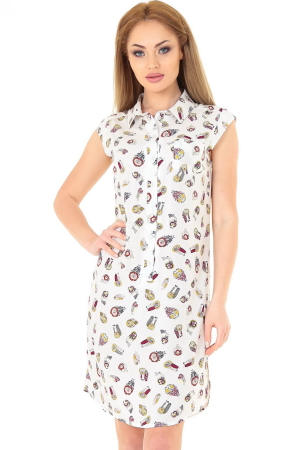 Летнее платье рубашка белого цвета 2368-1.84|интернет-магазин vvlen.com