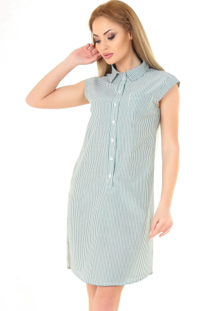 Повседневное платье рубашка зеленой полоски цвета 2368.93|интернет-магазин vvlen.com