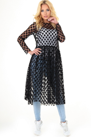Клубное платье с пышной юбкой черного гороха цвета 2094-5.10|интернет-магазин vvlen.com