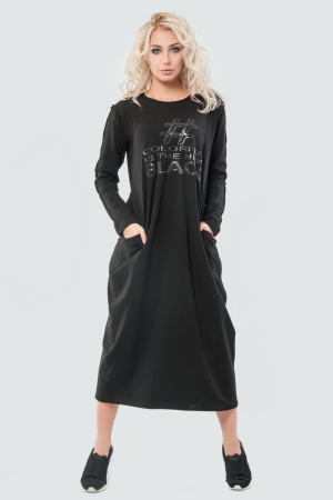 Платье  мешок  черного цвета 034|интернет-магазин vvlen.com