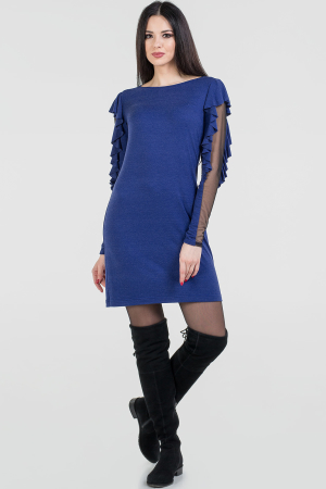Повседневное платье футляр василькового цвета 2585.17|интернет-магазин vvlen.com