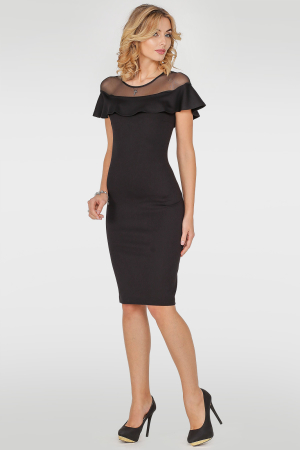 Коктейльное платье футляр черного цвета 2751.47|интернет-магазин vvlen.com
