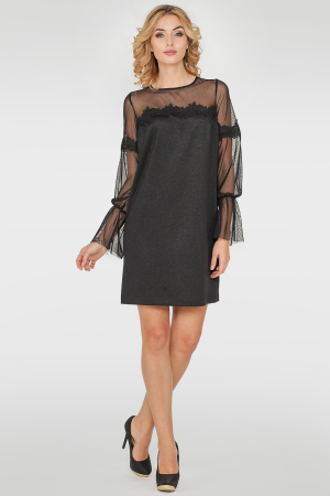 Коктейльное платье трапеция черного цвета 2752.112|интернет-магазин vvlen.com