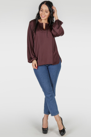 Блуза шоколадного цвета 2290. 77|интернет-магазин vvlen.com