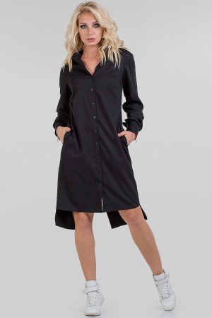 Повседневное платье балахон черного цвета 075-1|интернет-магазин vvlen.com