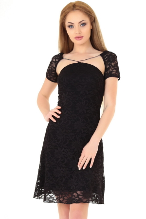Коктейльное платье с открытой спиной черного цвета 887.12|интернет-магазин vvlen.com