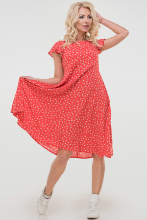 Летнее платье с расклешённой юбкой красного цвета 2560.84|интернет-магазин vvlen.com