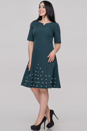 Коктейльное платье с расклешённой юбкой темно-зеленого цвета 501.27|интернет-магазин vvlen.com