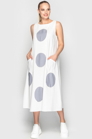 Летнее платье трапеция белый с серым цвета 760|интернет-магазин vvlen.com