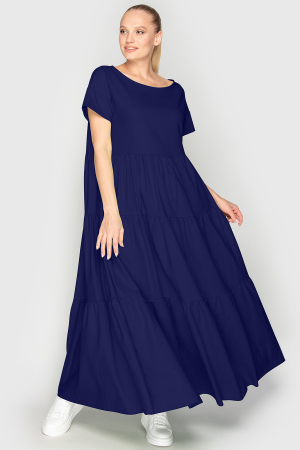 Летнее платье с пышной юбкой темно-синего цвета 345|интернет-магазин vvlen.com