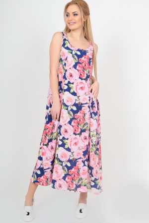 Летнее платье  мешок синего с розовым цвета 2541.84|интернет-магазин vvlen.com