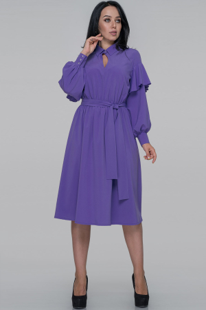 Повседневное платье с расклешённой юбкой сиреневого цвета 2933.100|интернет-магазин vvlen.com