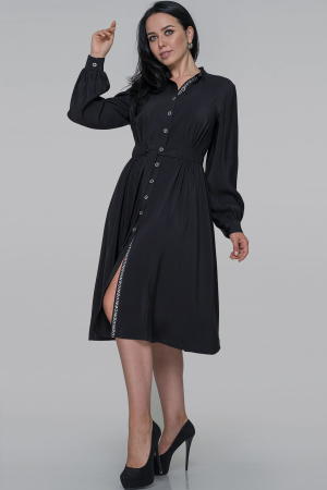 Платье рубашка черного цвета 2936.131 |интернет-магазин vvlen.com