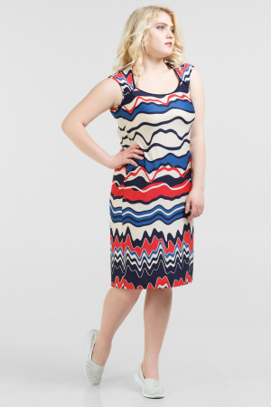 Летнее платье майка синего с красным цвета 1331.33-8|интернет-магазин vvlen.com