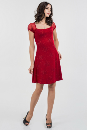Коктейльное платье с расклешённой юбкой красного цвета 514.6|интернет-магазин vvlen.com