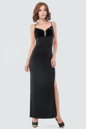 Вечернее платье-комбинация черного цвета 523.2|интернет-магазин vvlen.com