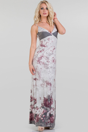 Летнее платье-комбинация серого с розовым цвета 1308.33|интернет-магазин vvlen.com