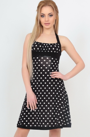 Летнее платье с расклешённой юбкой черного с белым цвета 459.20|интернет-магазин vvlen.com